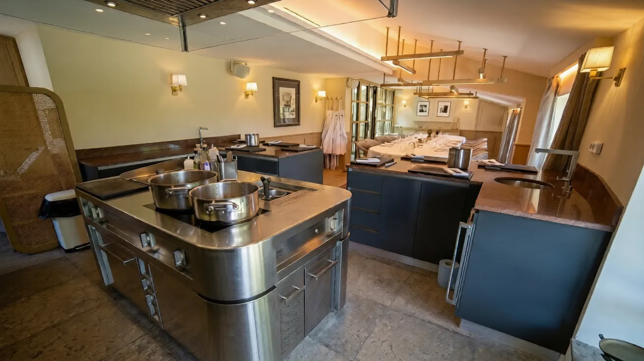 École de cuisine de L'Amandier de Mougins — la salle dédiée aux ateliers